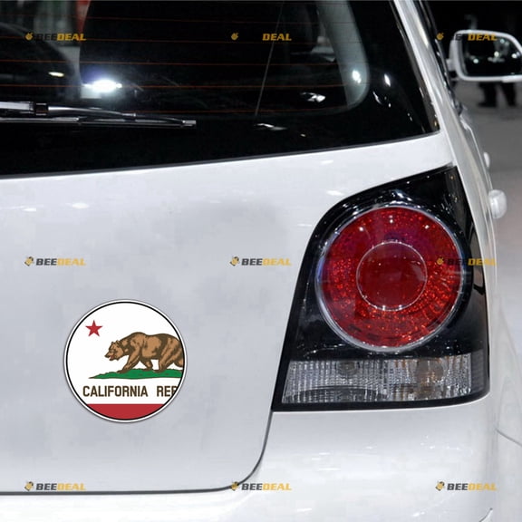 California Flag Cali Republic Round Car Magnet Magnetic Sticker Decal - 2 Pack Reflective 4" - for Truck Door Fridge Reusable Waterproof