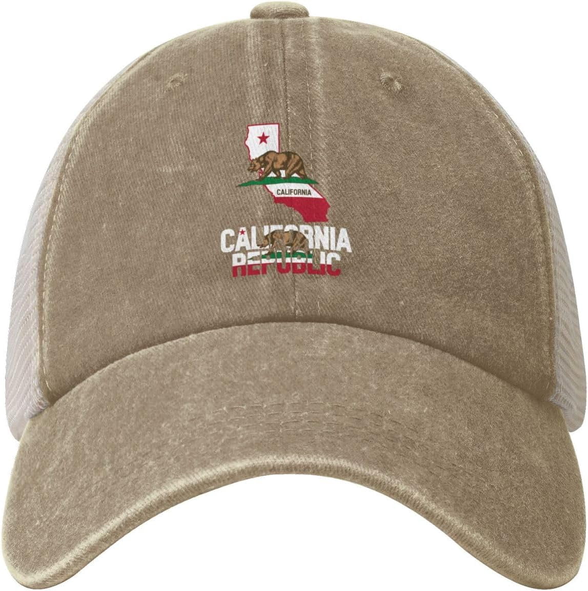Language Map With Flags California Flag Map Cowboy Hat Men Vintage Mesh Baseball Cap Women Dad ...