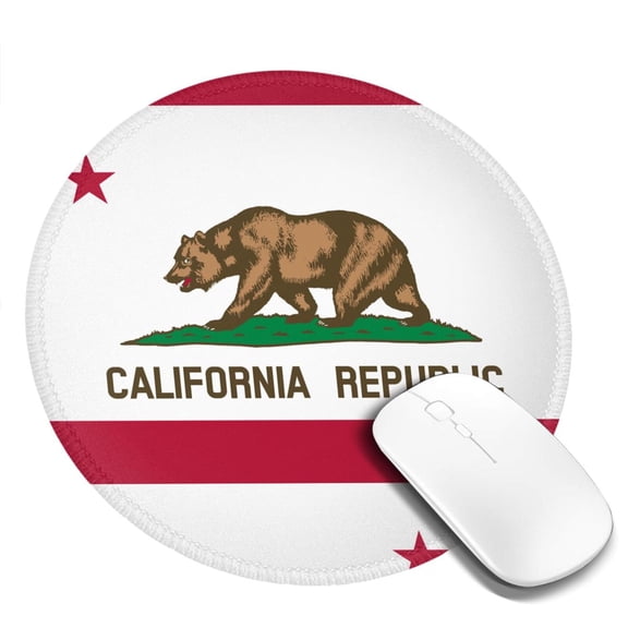 California Flag Small Round MousePad for Wireless Computer Laptop, Office Desk Accessories 7.9 x 7.9 inch