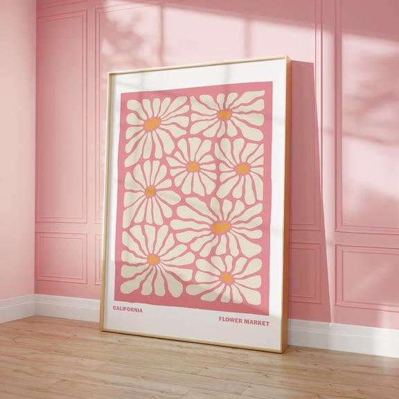 California Flower Wall Art White Retro Daisy Danish Poster