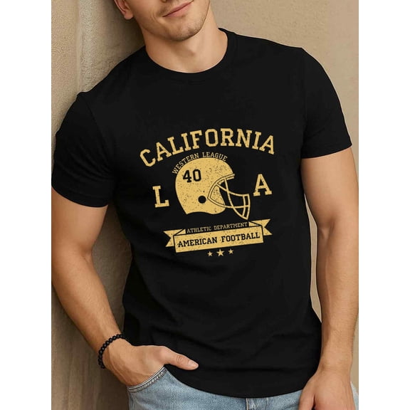 California Football Tee for men Exercise 180G 100% Cotton black Running gym Original Unisex Shirt Crewneck tshirts Vintage Unisex Shirt Crewneck tshirts