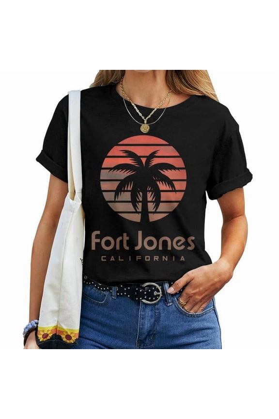 California Fort Jones Graphic Tee Unisex Adult Cotton Casual Gift for Locals and Travelers, Size M, Color Black
