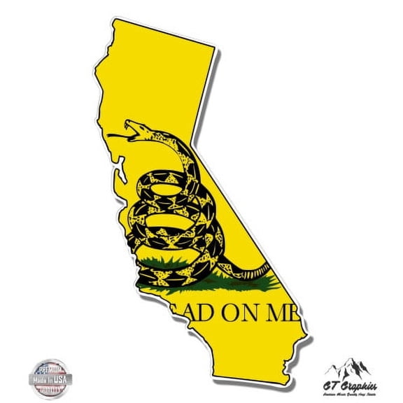California Gadsden Flag Snake Don't Tread on Me - 12" Vinyl Sticker Waterproof Decal