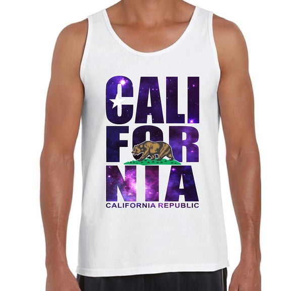 California Galaxy USA State Tank Top for Men - S M L XL 2XL California Graphic Tee - Best Patriotic Cali Outfit Tee Top Gift