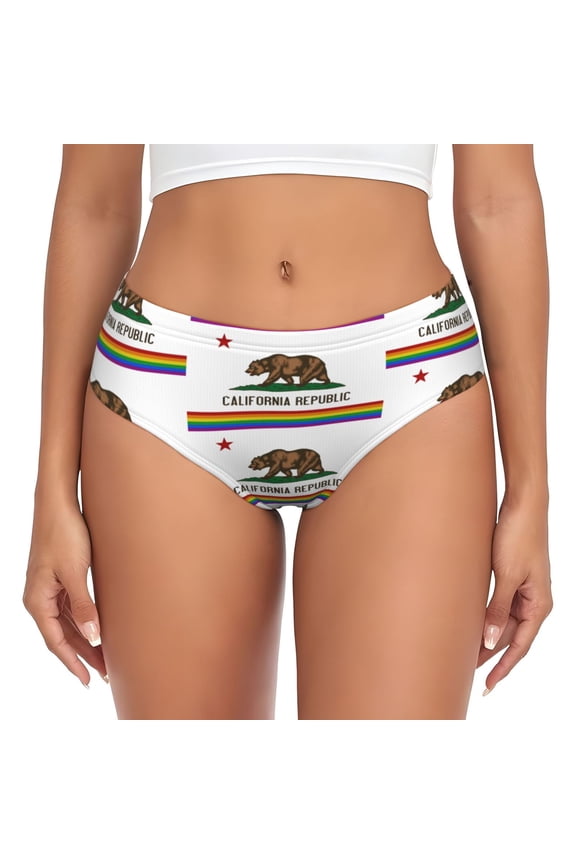California Gay Pride Flag Bikini Panties Stretch Cool 3D printed Underwear for Women X-Large