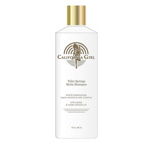 California Girl Palm Spring Riche Gentle Moisture Shampoo with Vitamins A and E, 8 oz., Natural Triple Moisturizing Protection for Fine, Dry, or Damaged Hair,
