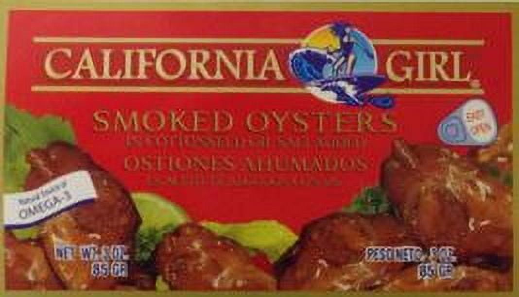 California Girl Salted Smoked Oysters in Cottonseed Oil, 3 oz