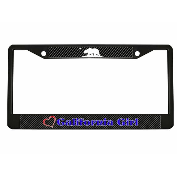 California Girl Style Metal License Plate Frame Personalized/Car Accessories Car Tag Holder Cover Carbon (Black/Carbon/Lime Blue)