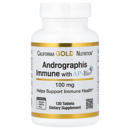 California Gold Nutrition Andrographis Immune with AP-Bio, Andrographis Extract with Vitamin C and Zinc, 100 mg, 120 Tablets