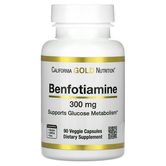 California Gold Nutrition Benfotiamine, 300 mg, 90 Veggie Capsules