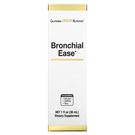 California Gold Nutrition Bronchial Ease with Proprietary Blend of Fresh Osha Root, Mullein Leaf and Wild Cherry Bark, 1 fl oz (30 ml)