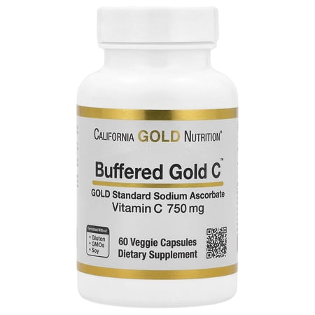 California Gold Nutrition Buffered Gold C, GOLD Standard Sodium Ascorbate (Vitamin C), 60 Veggie Capsules