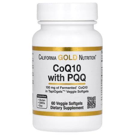California Gold Nutrition CoQ10 with PQQ, Ubiquinone USP, Tapioca Veggie Softgel with Sunflower Lecithin, 100 mg, 60 Veggie Softgel