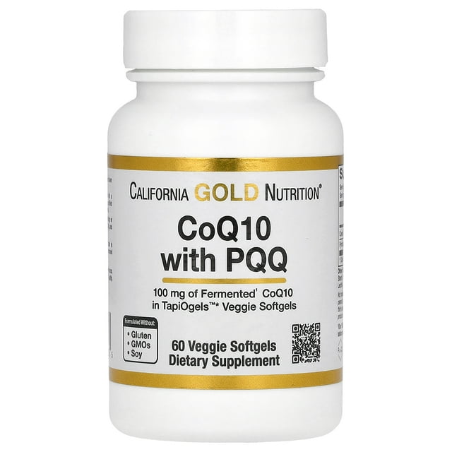 California Gold Nutrition CoQ10 with PQQ, Ubiquinone USP, Tapioca Veggie Softgel with Sunflower Lecithin, 100 mg, 60 Veggie Softgel