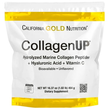 California Gold Nutrition CollagenUP®, Hydrolyzed Marine Collagen Peptides with Hyaluronic Acid and Vitamin C, Unflavored, 1.02 lb (464 g)