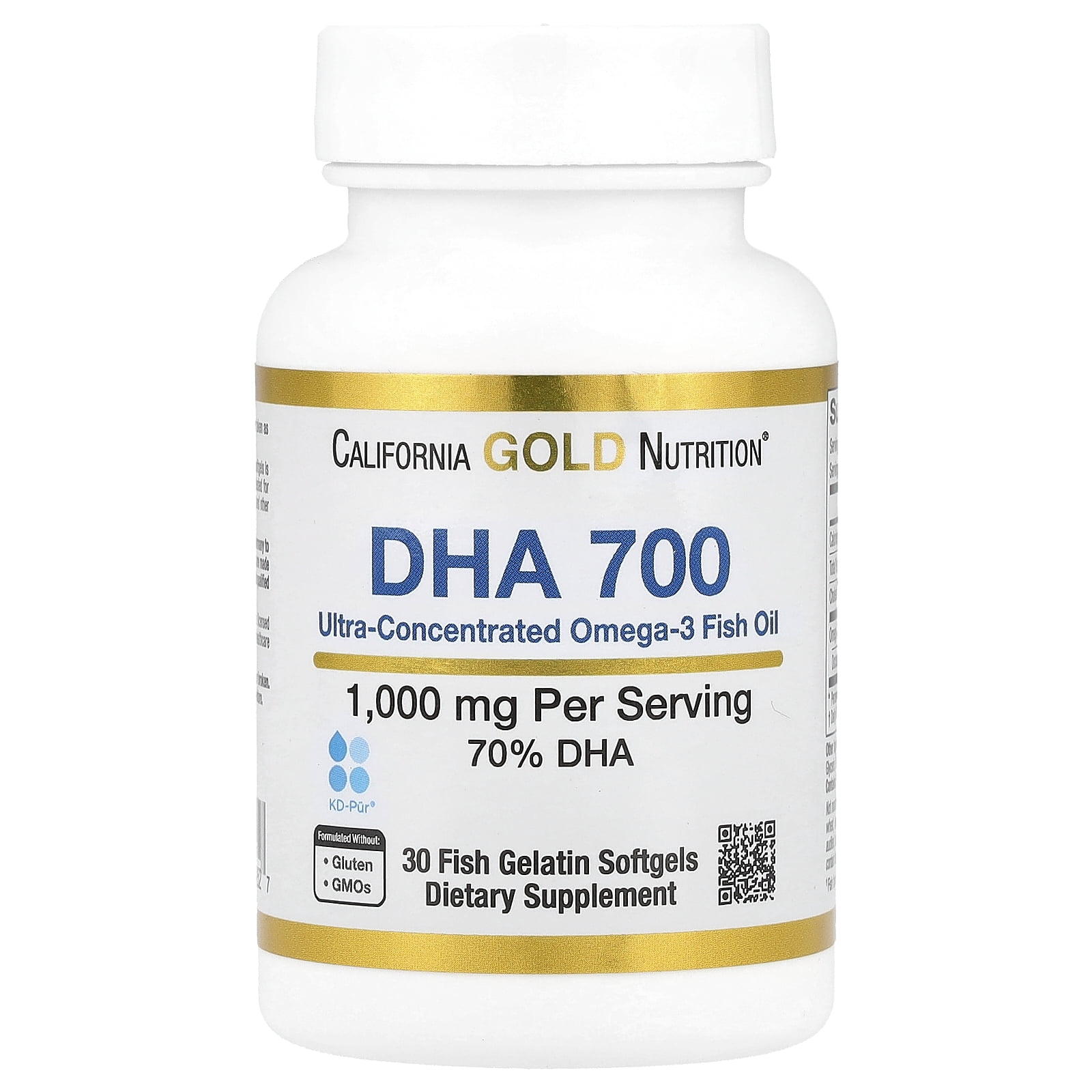 California Gold Nutrition DHA 700 Fish Oil, Ultra-Concentrated, 1,000 mg, 30 Fish Gelatin Softgels