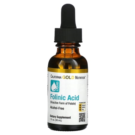 California Gold Nutrition Folinic Acid Liquid Drops, Alcohol-Free, 400 mcg Folinic Acid per Drop, 1 fl oz (30 mL)