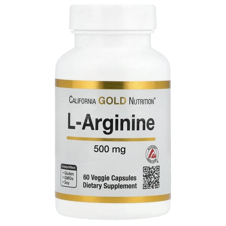 California Gold Nutrition L-Arginine, 500 mg , 60 Veggie Capsules