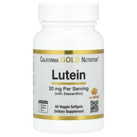 California Gold Nutrition Lutein with Zeaxanthin from Marigold Extract, 20 mg, 60 Veggie Softgels