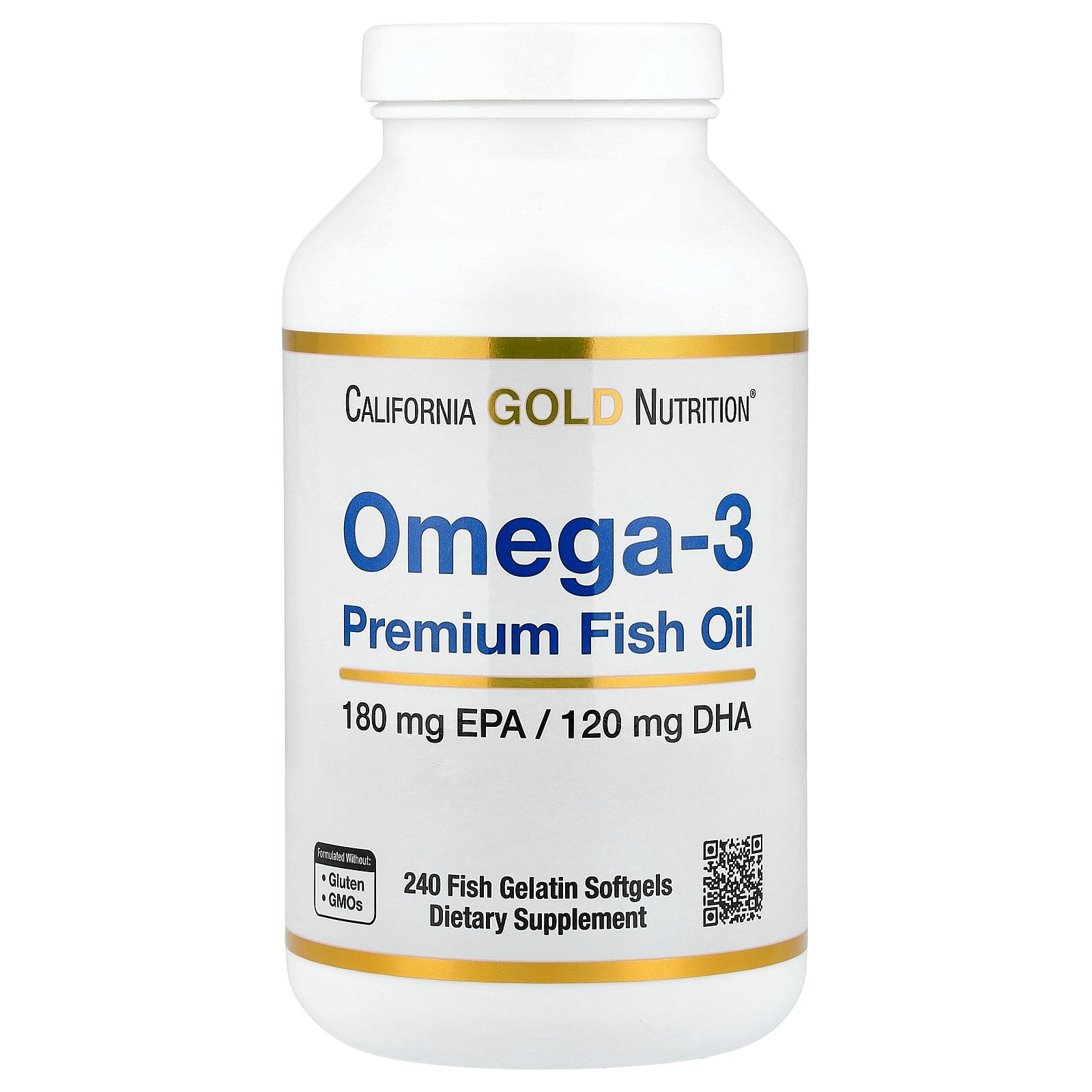 California Gold Nutrition Omega-3, Premium Fish Oil, 240 Fish Gelatin Softgels