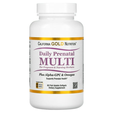 California Gold Nutrition Daily Prenatal Multi for Pregnant & Nursing Mothers, 60 Fish Gelatin Softgels