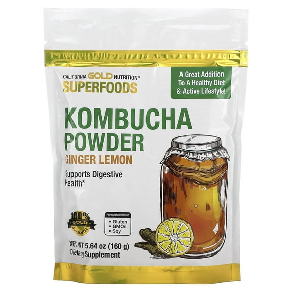 California Gold Nutrition, SUPERFOODS - Kombucha Powder, Ginger Lemon, 5.64 oz (160 g) Pack of 3