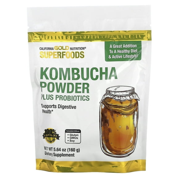 California Gold Nutrition, SUPERFOODS - Kombucha Powder Plus Probiotics, 5.64 oz (160 g) Pack of 2