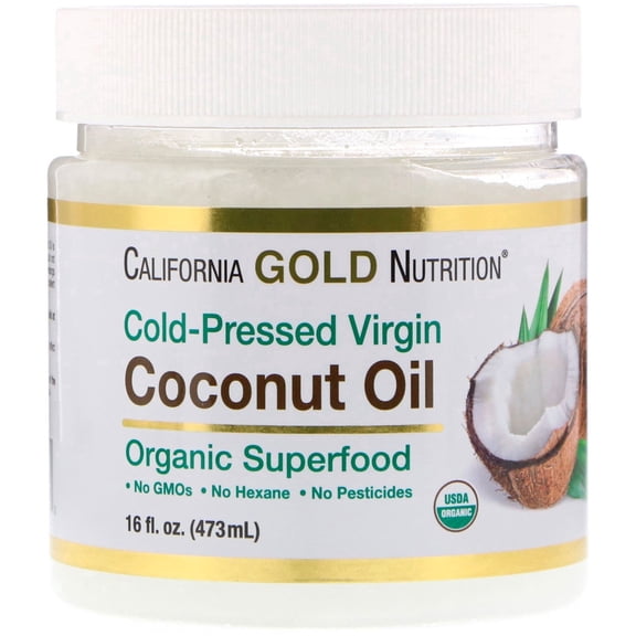 Organic Extra Virgin Coconut Oil by California Gold Nutrition - Use as Cooking Oil or Butter Substitute - Use Externally on Hair & Skin - Vegan Friendly - Gluten Free, Non-GMO - 16 fl oz (473 ml)