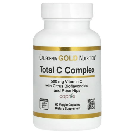 California Gold Nutrition Total C Complex with Ascorbic Acid, Amla Extract, Citrus Bioflavonoids & Rose Hip Extract, 500 mg, 60 Veggie Capsules