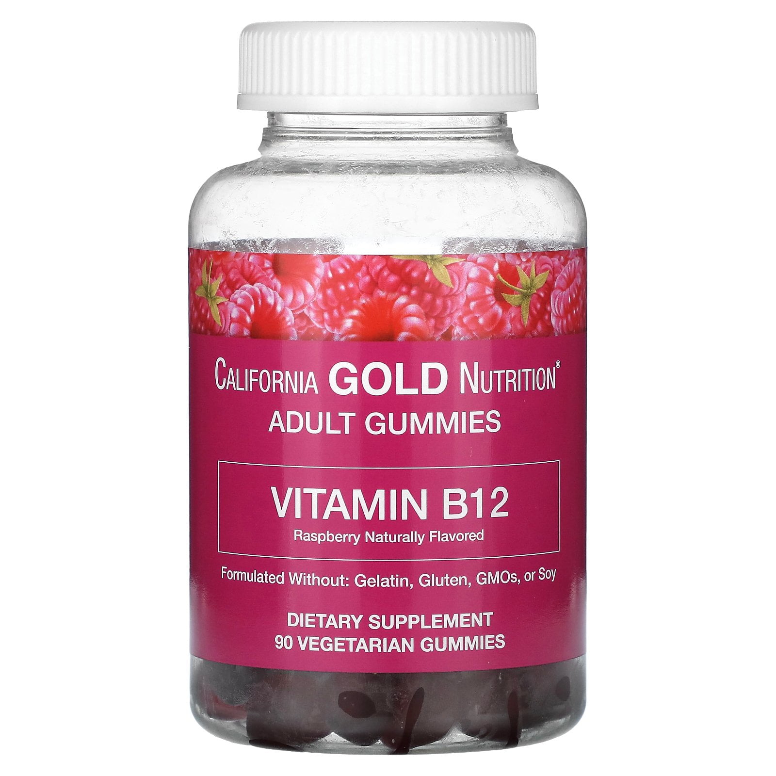 California Gold Nutrition Vitamin B12 Gummies, Natural Raspberry Flavor