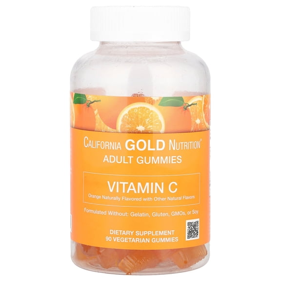 California Gold Nutrition, Vitamin C Gummies, Natural Orange Flavor, Gelatin Free, 90 Gummies (1 Pack)