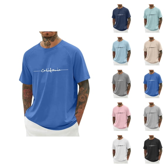 California Graphic Tees for Men 2026 Summer Casual Short Raglan Sleeve Crewneck T Shirts West Coast Streetwear