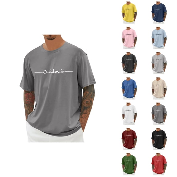 California Graphic Tees for Men Summer Casual Fashion Short Sleeve Crewneck Relaxed Fit Tshirts Streetwear