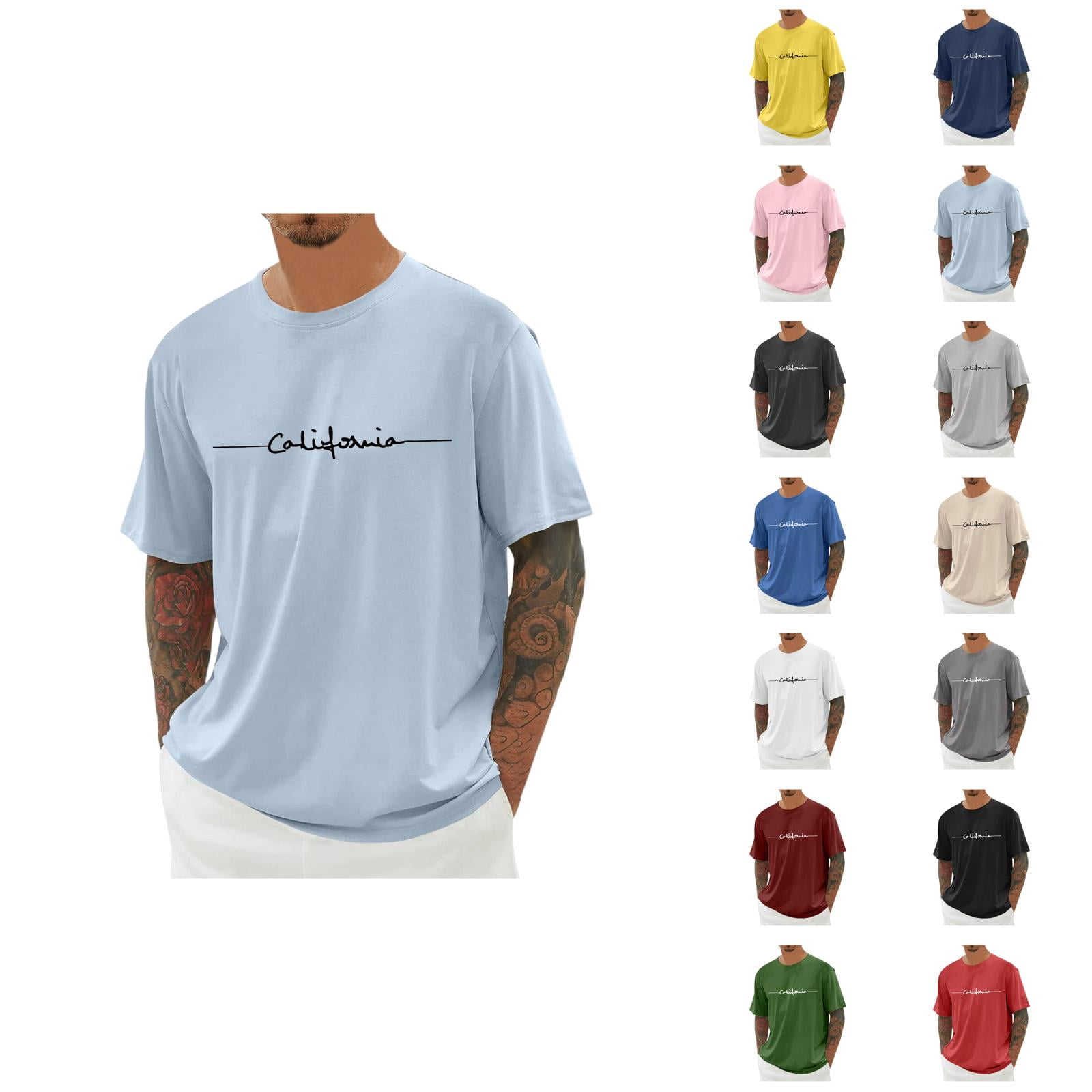 California Graphic Tees for Men Summer Casual Fashion Short Sleeve ...