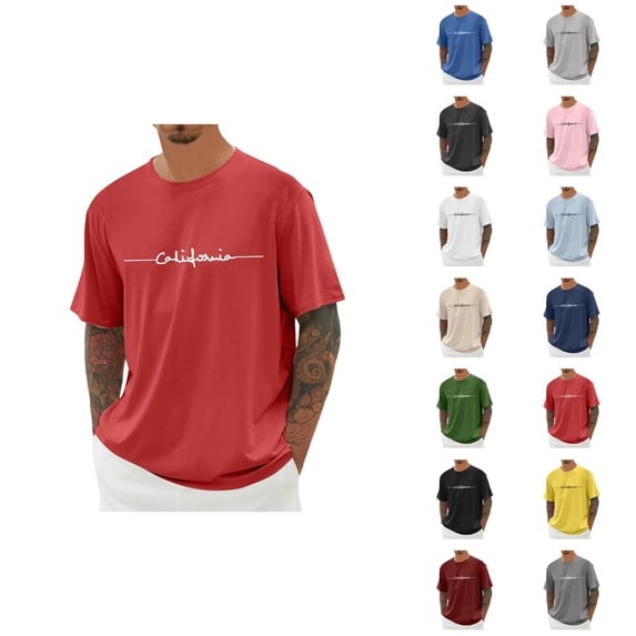 California Graphic Tees for Men Summer Short Sleeve Crewneck Casual Loose T-Shirts