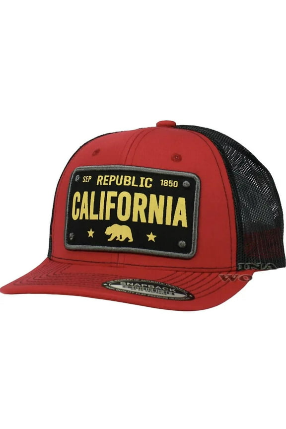 California Hat License Plate Snapback Semi-Curved Bill Baseball Cap