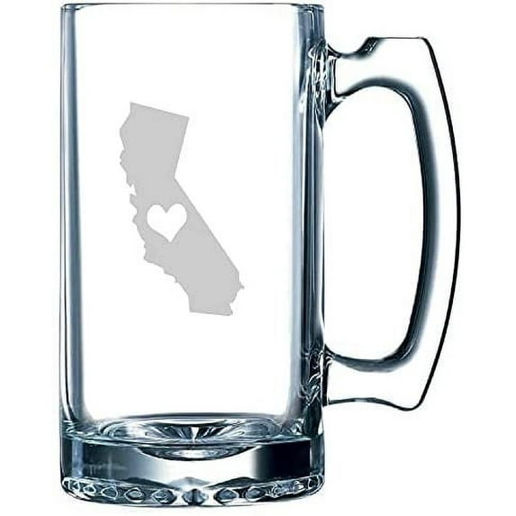California Heart States Etched 25oz Beer Mug