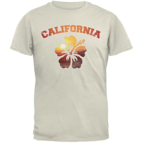 California Hibiscus Natural Adult T-Shirt - Small