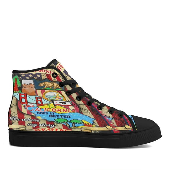 California High Top Canvas Shoes Sneakers Black Size 13