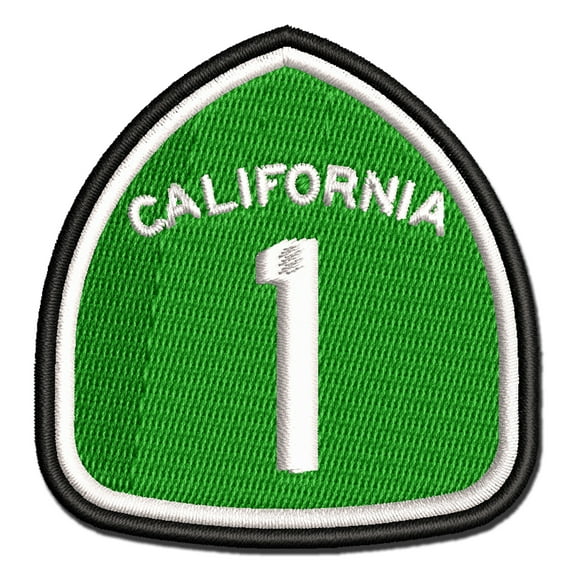 California Highway One Pacific Coast Sign Applique Multi-Color Embroidered Hook & Loop Patch - 2.5 Inch Small