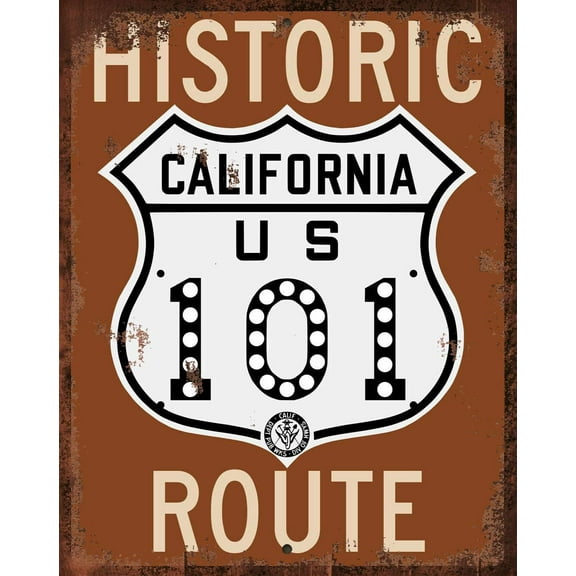California Historic Route Us 101 Highway Road Sign Speed Limit MPH Sign Slow Down Traffic Sign 12x 8 Outdoor Metal Easy to Mount Outdoor Use for Neighbour Driveway Yard or School