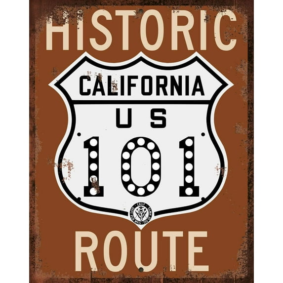 California Historic Route Us 101 Highway Road Sign Speed Limit MPH Sign Slow Down Traffic Sign 12x 8 Outdoor Metal Easy to Mount Outdoor Use for Neighbour Driveway Yard or School
