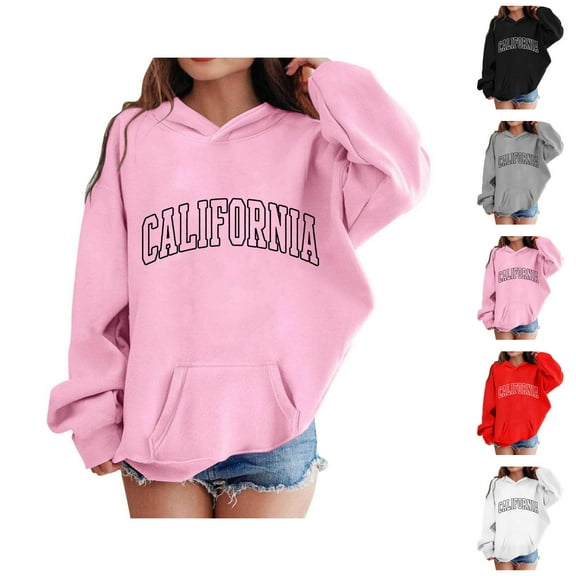 California Hoodies for Boys Girls Kids Long Sleeve Casual Graphic Hooded Sweatshirt with Pockets Pullover Tops
