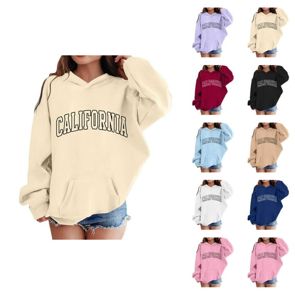 California Hoodies for Boys Girls Kids Long Sleeve Cute Graphic Hooded Sweatshirt with Pockets Pullover Tops