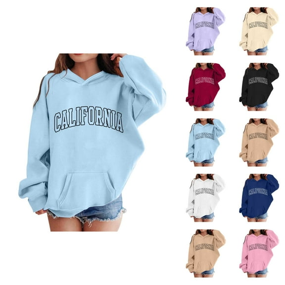 California Hoodies for Boys Girls Kids Long Sleeve Cute Graphic Hooded Sweatshirt with Pockets Pullover Tops