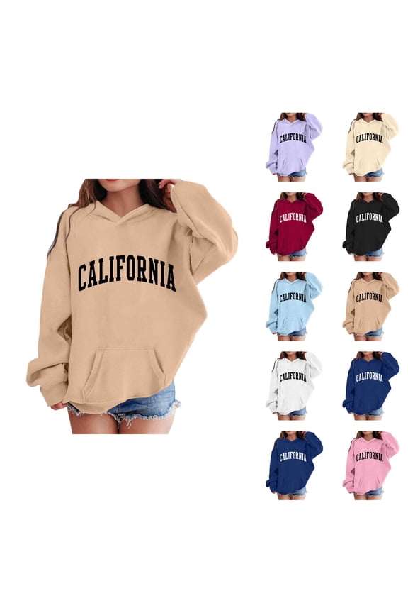 California Hoodies for Kids Boys Girls Long Sleeve Casual Graphic Hooded Sweatshirt with Pockets Pullover Tops