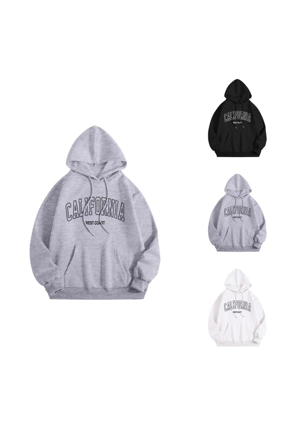 California Hoodies for Women Fall Winter Long Sleeve West Coast Hooded Sweatshirt with Pockets Streetwear Pullover Tops
