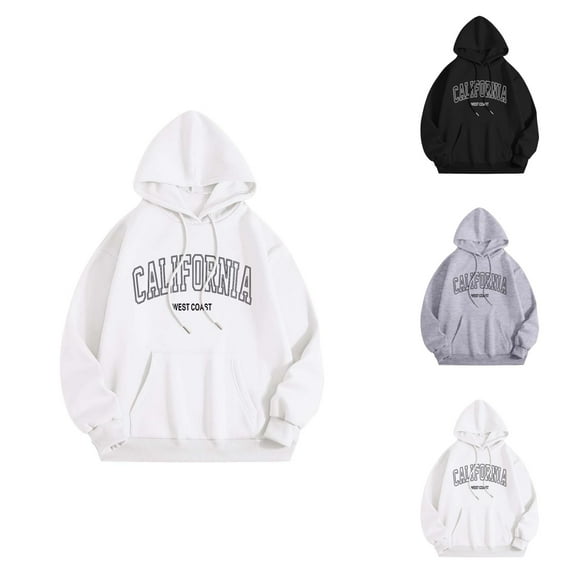 California Hoodies for Women Fall Winter Long Sleeve West Coast Hooded Sweatshirt with Pockets Streetwear Pullover Tops