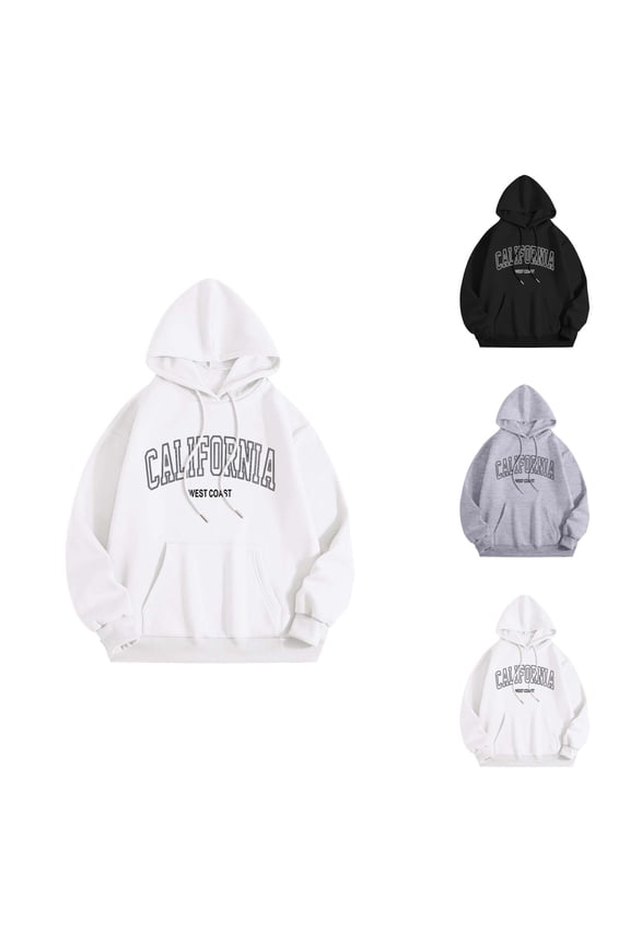 California Hoodies for Women Fall Winter Long Sleeve West Coast Hooded Sweatshirt with Pockets Streetwear Pullover Tops