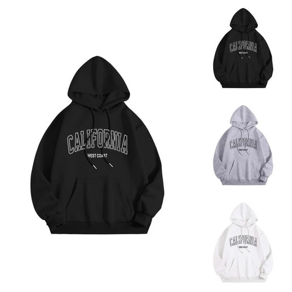 California Hoodies for Women Fall Winter Long Sleeve West Coast Hooded Sweatshirt with Pockets Streetwear Pullover Tops